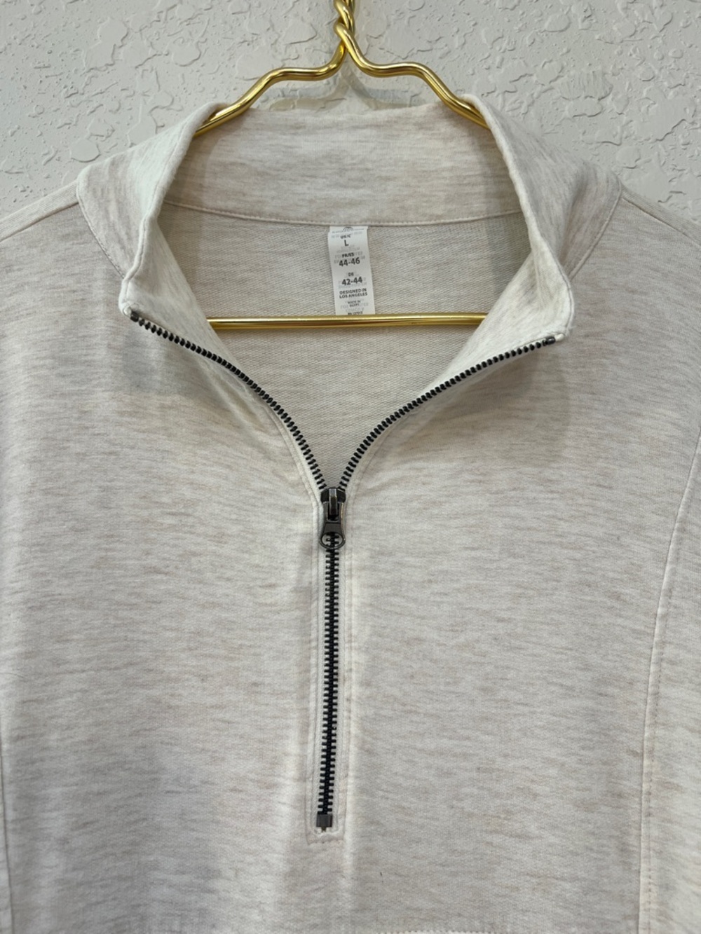 Balance Collection Julia Cropped Half Zip Pullover Heather Oatmeal French Terry - Picture 4 of 8